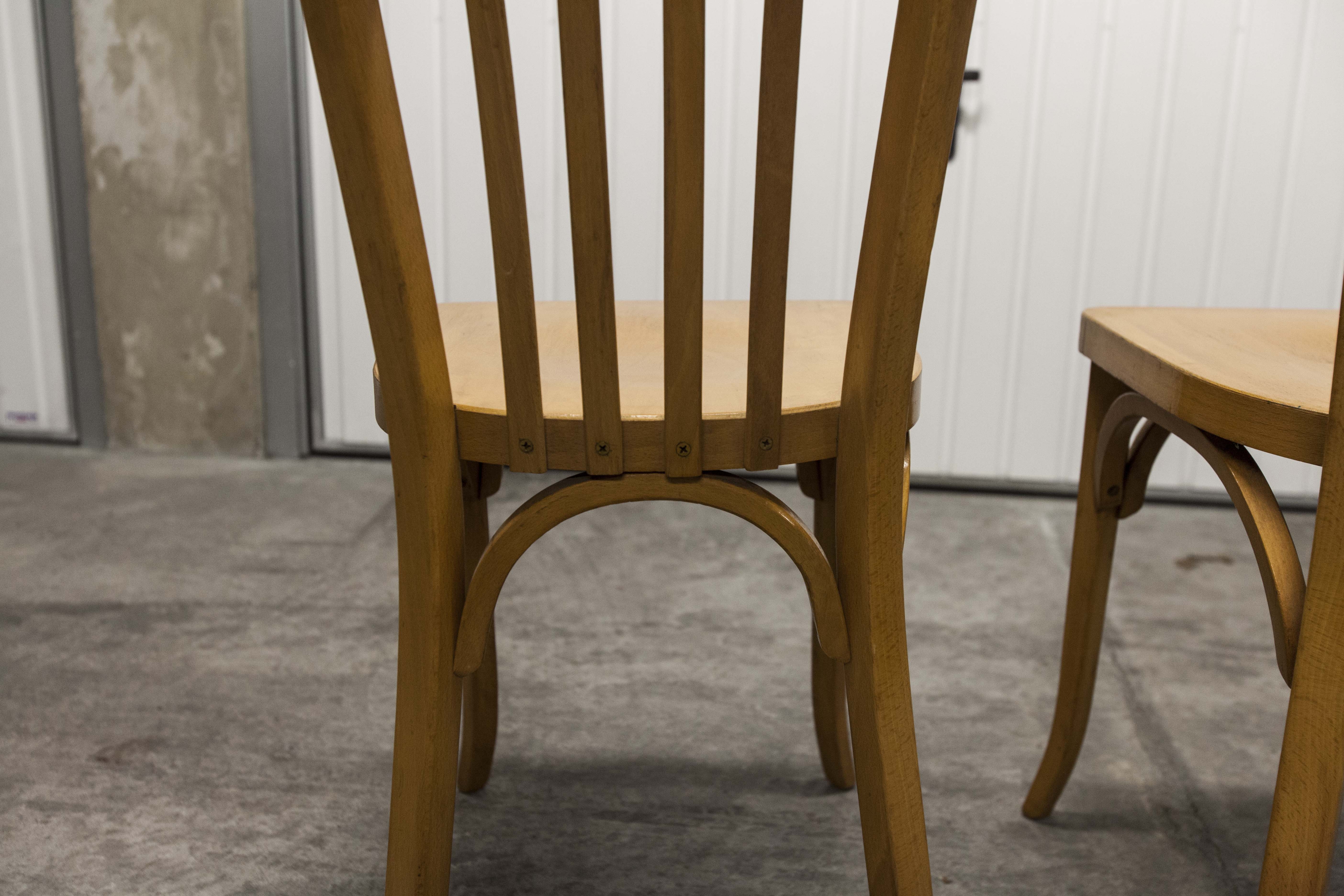 Pair of chairs bistro Baumann 1970s honey color