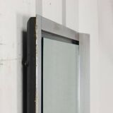 Vintage wooden console table with aluminum mirror, Italy, 1970s, original