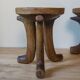 Pair of ancient Ethiopian tripod stools made of monoxyle wood.