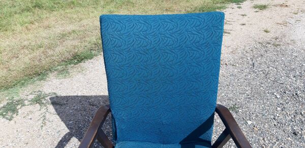 Fauteuil année 50 bois et tissus