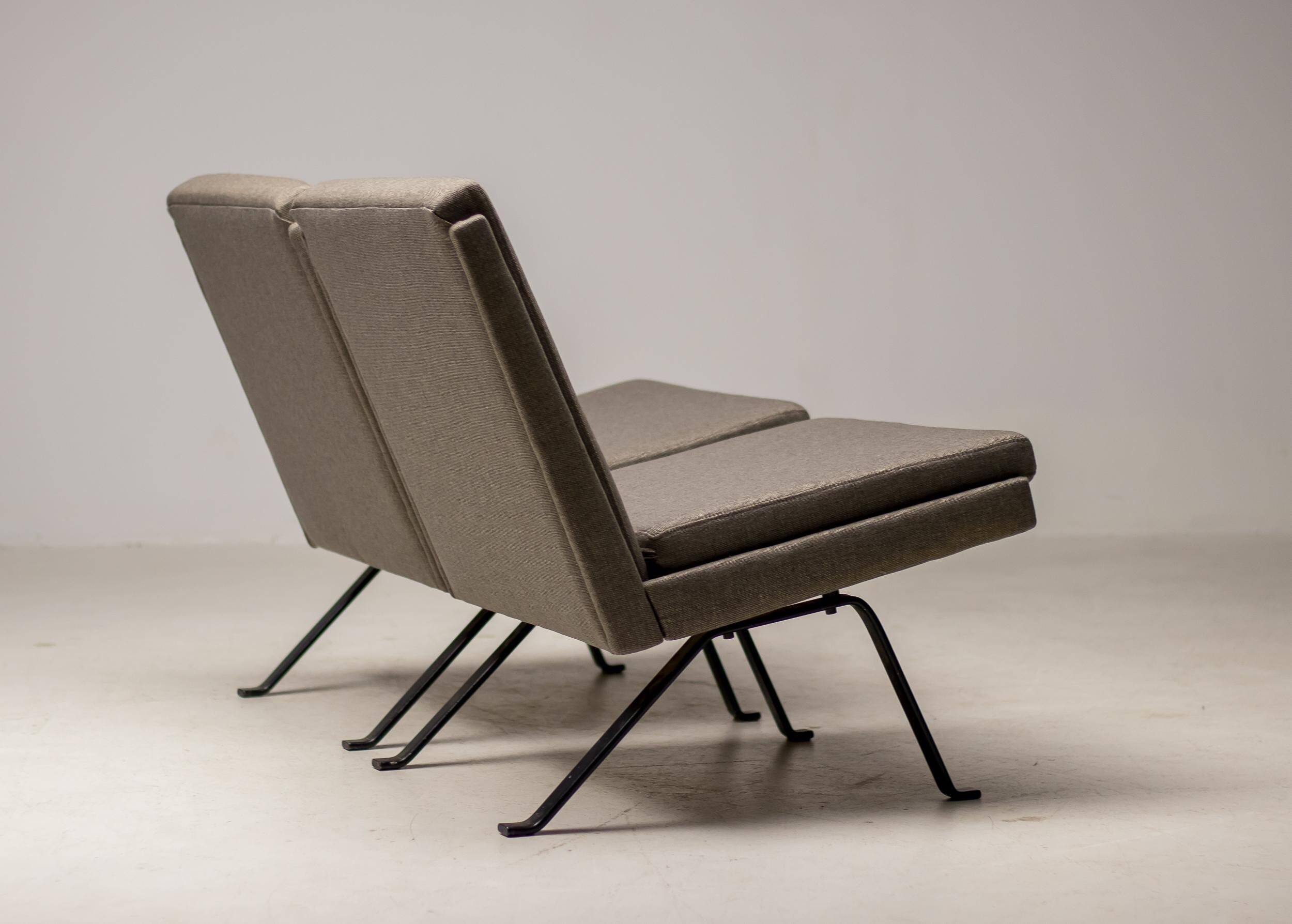 Dutch architectural lounge chairs, pair, Netherlands, circa 1960