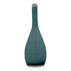 Blue lined glass bottle vase