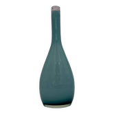 Vase bouteille verre doublé bleu