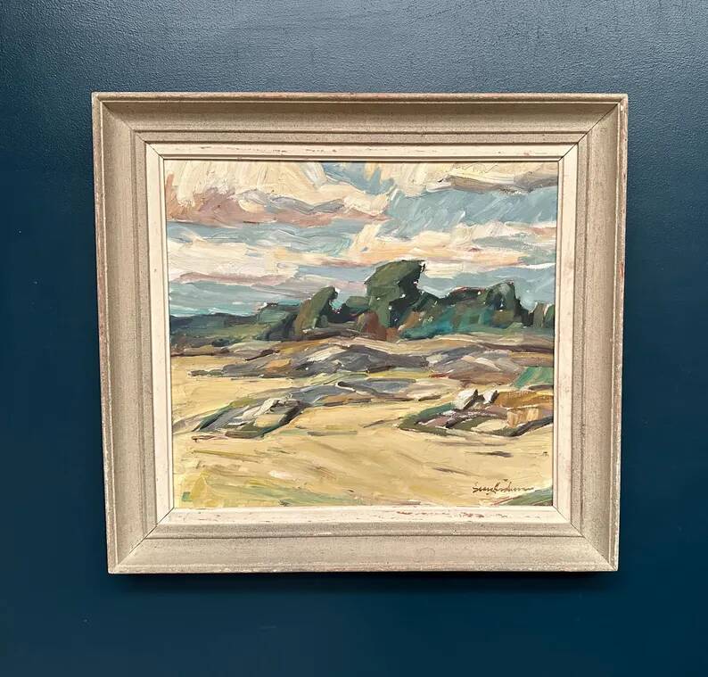 Original Swedish Oil on Canvas – “Mountains Landscape” by Georg Andersson – Signed – Vintage & Framed – 58 × 50 cm
