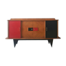 Vintage sideboard in red, black and oak