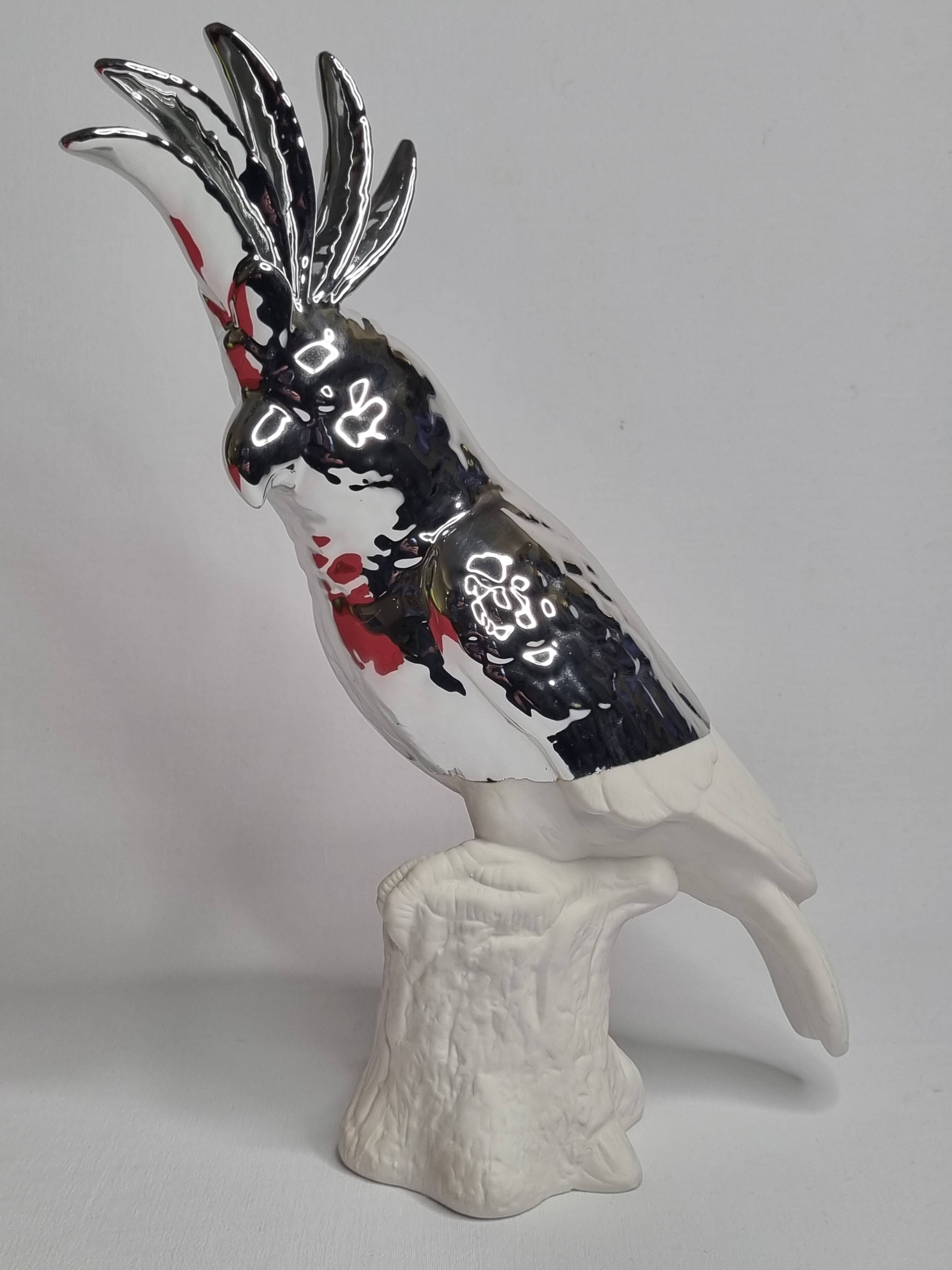 Cockatoo sculpture in biscuit porcelain, Pols Potten, 33 cm