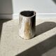 Petrified wood side table white tower black heart H:36cm D:17cm