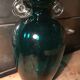 Vase verre soufflé ansé bleu canard