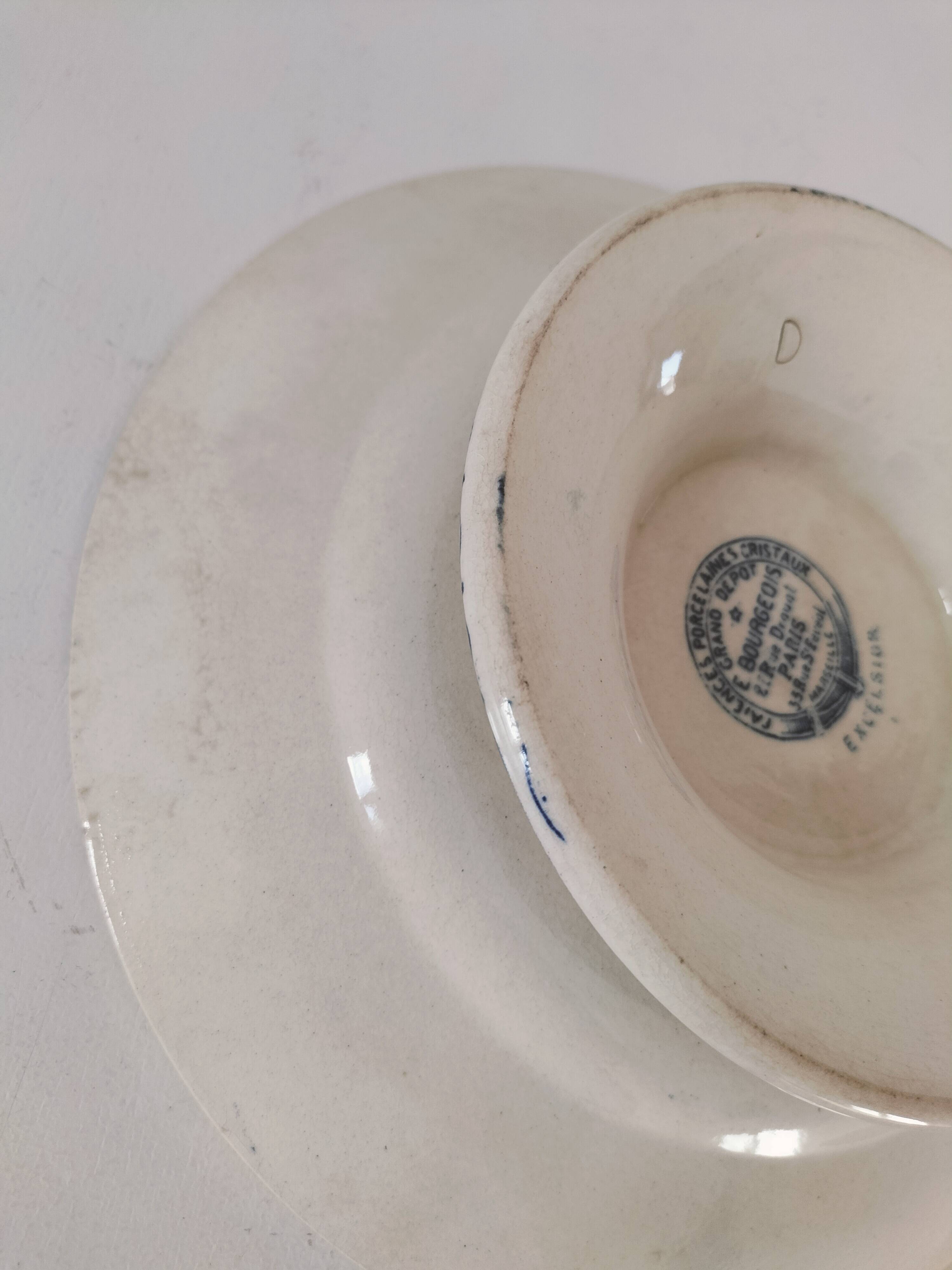 E. Bourgeois footed plate – Excelsior blue decoration, late 19th century