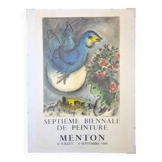 Affiche originale MARC CHAGALL "Septième biennale de Menton", MOURLOT, 1968