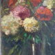 Tableau huile début XXe bouquet de fleurs