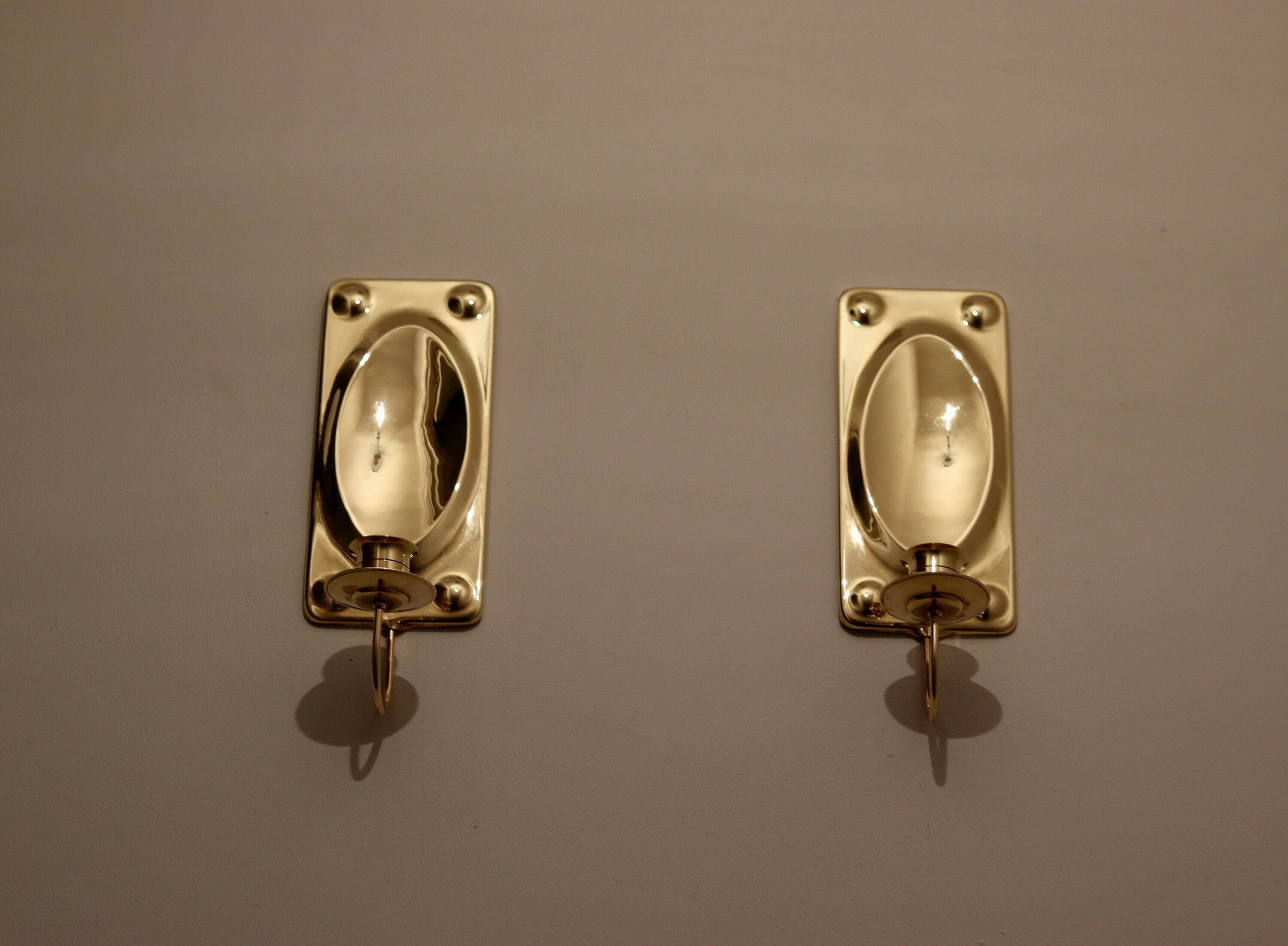 Pair of Mid-Century Swedish Brass Sconces
