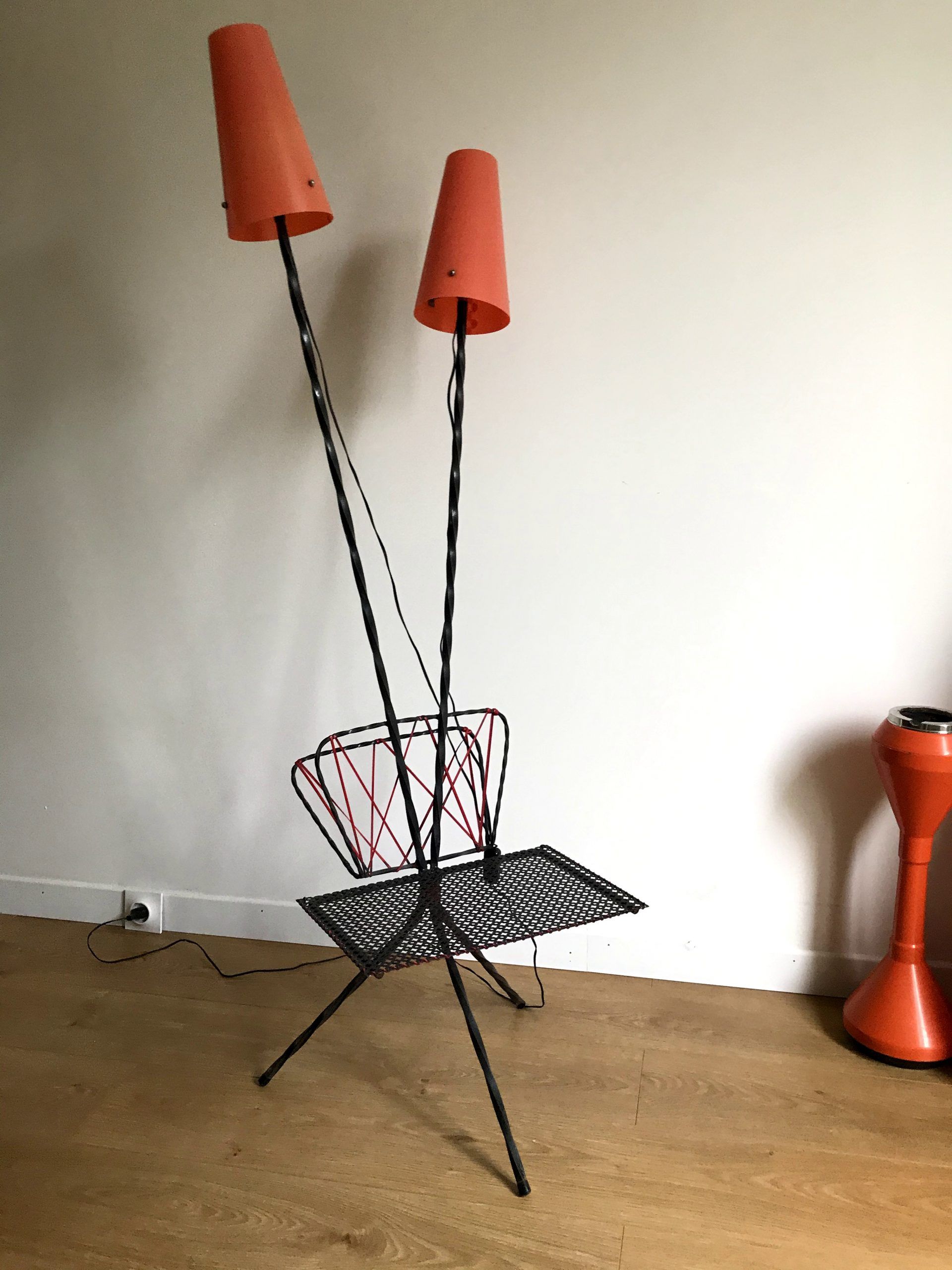 Vintage three-way two-light floor lamp
