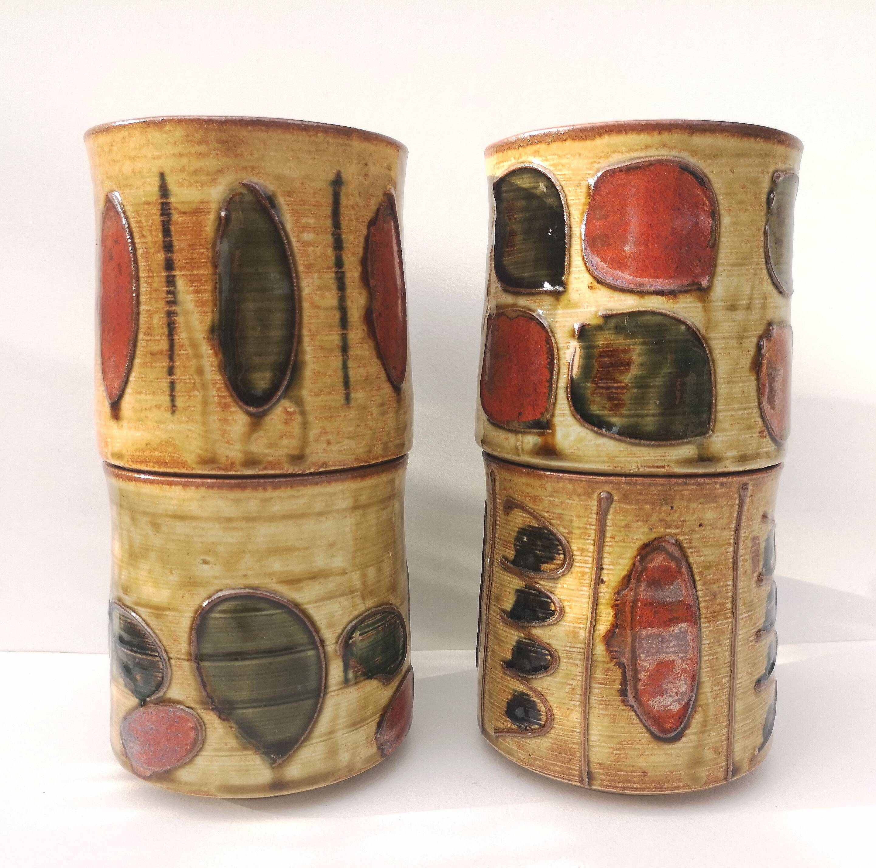 Vintage enameled ceramic mugs - Set of 4