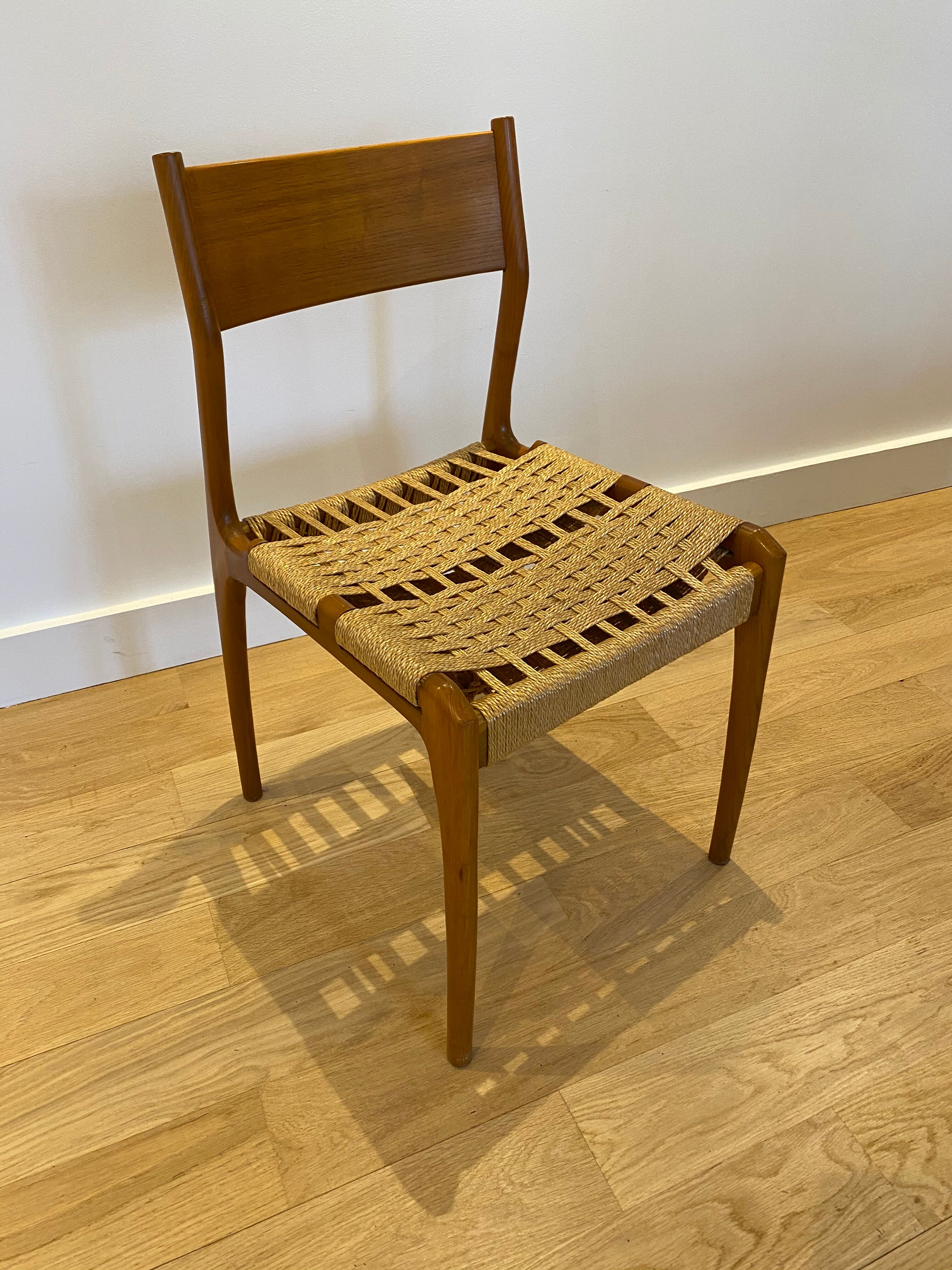 6 chaises vintage bois et corde
