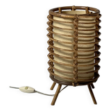 Bamboo cylindrical table lamp by Louis Sognot, France 1950s