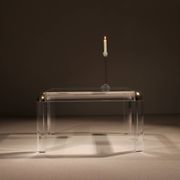 Square Lucite & Brass Coffee Table | Europe 1970s