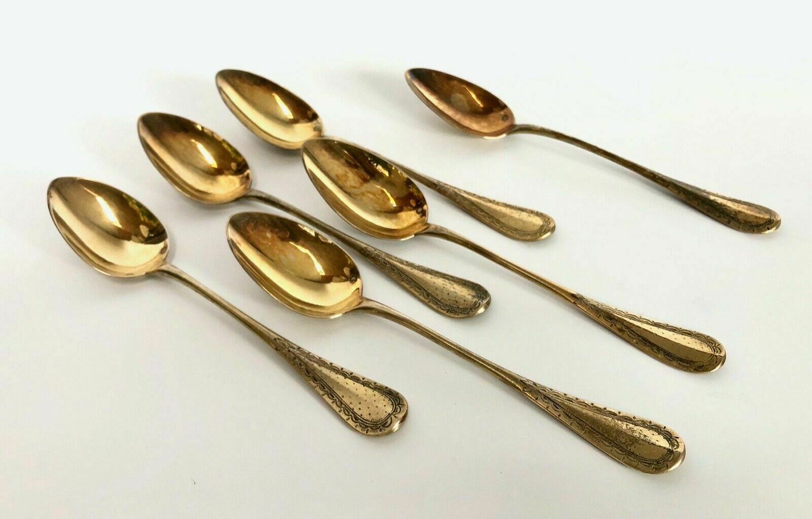 6 spoonfuls silver and vermeil poincon minerve gaston bardies 19th 122 grams