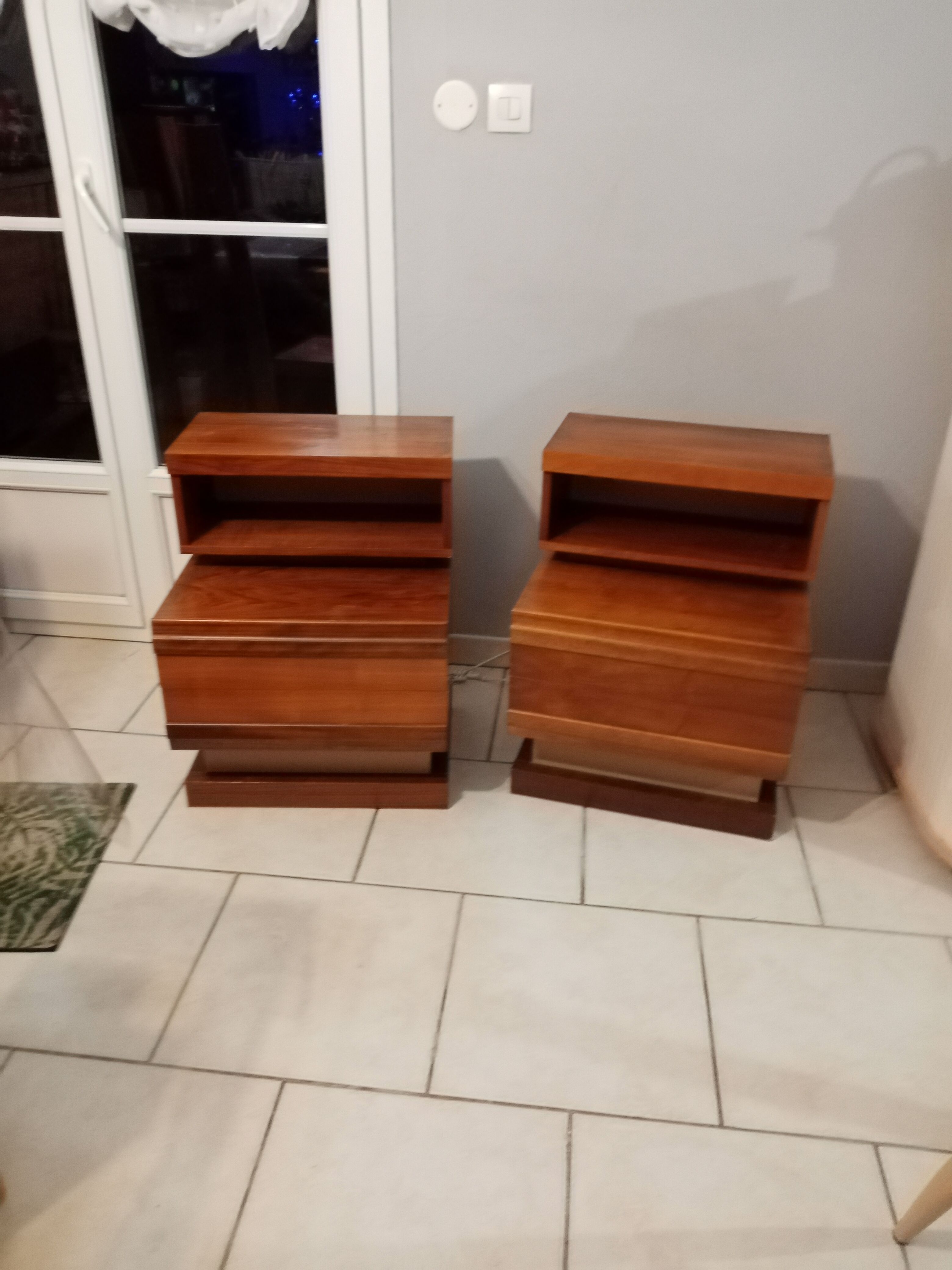 Pair bedside Scandinavian vintage teak year 70 SIMAT DUBINSKI