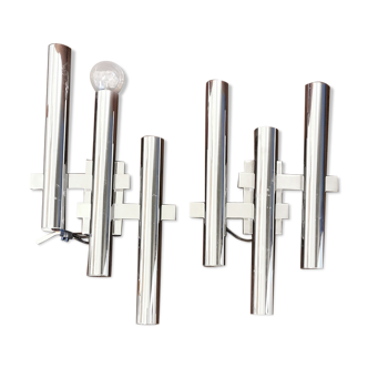 Pair of chrome sconces, 1970