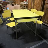 Table and 4 chairs in yellow formica