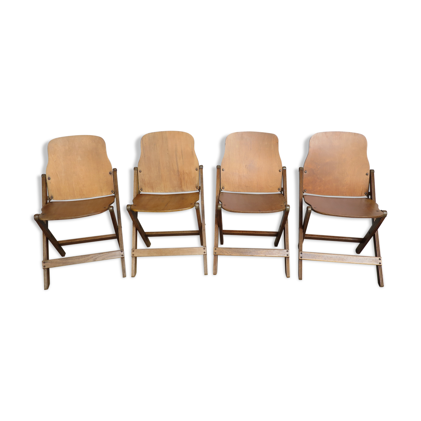 Set de 4 chaises pliantes US army années 40