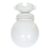 Vintage Porcelain Ceiling Light with Milk Glass , 1950s
