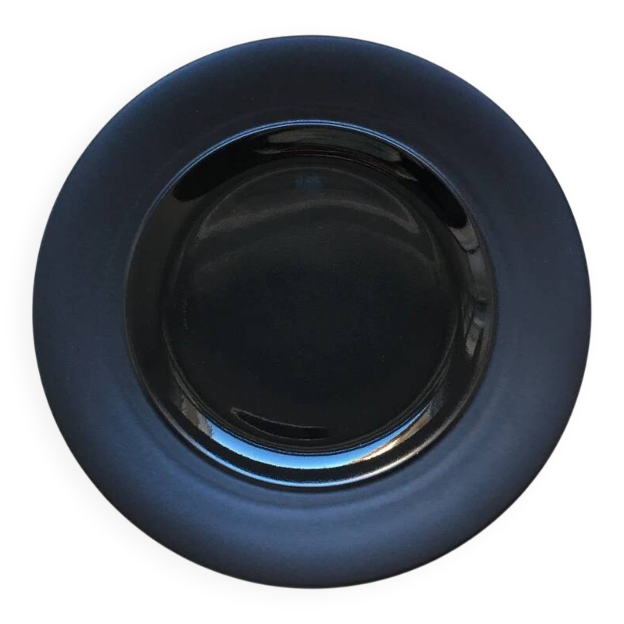 Black Earthenware Plate 21 cm Vintage