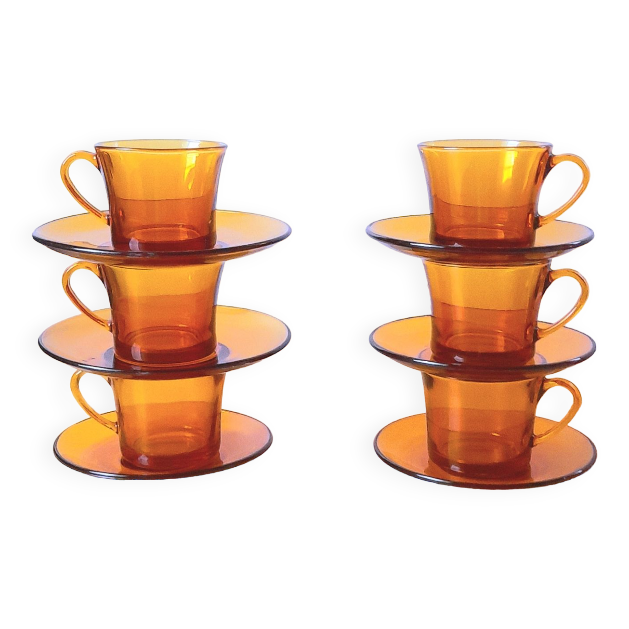Amber glass coffee cups 70s