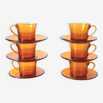 Amber glass coffee cups 70s