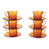 Amber glass coffee cups 70s