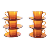 Amber glass coffee cups 70s