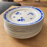 Set of 12 plates with opaque porcelain dessert Badonviller