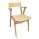 Vintage bridge armchair in beech and pale yellow faux leather from the 1960s.