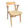 Vintage bridge armchair in beech and pale yellow faux leather from the 1960s.