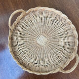 Large round woven wicker tray – Vintage craftsmanship