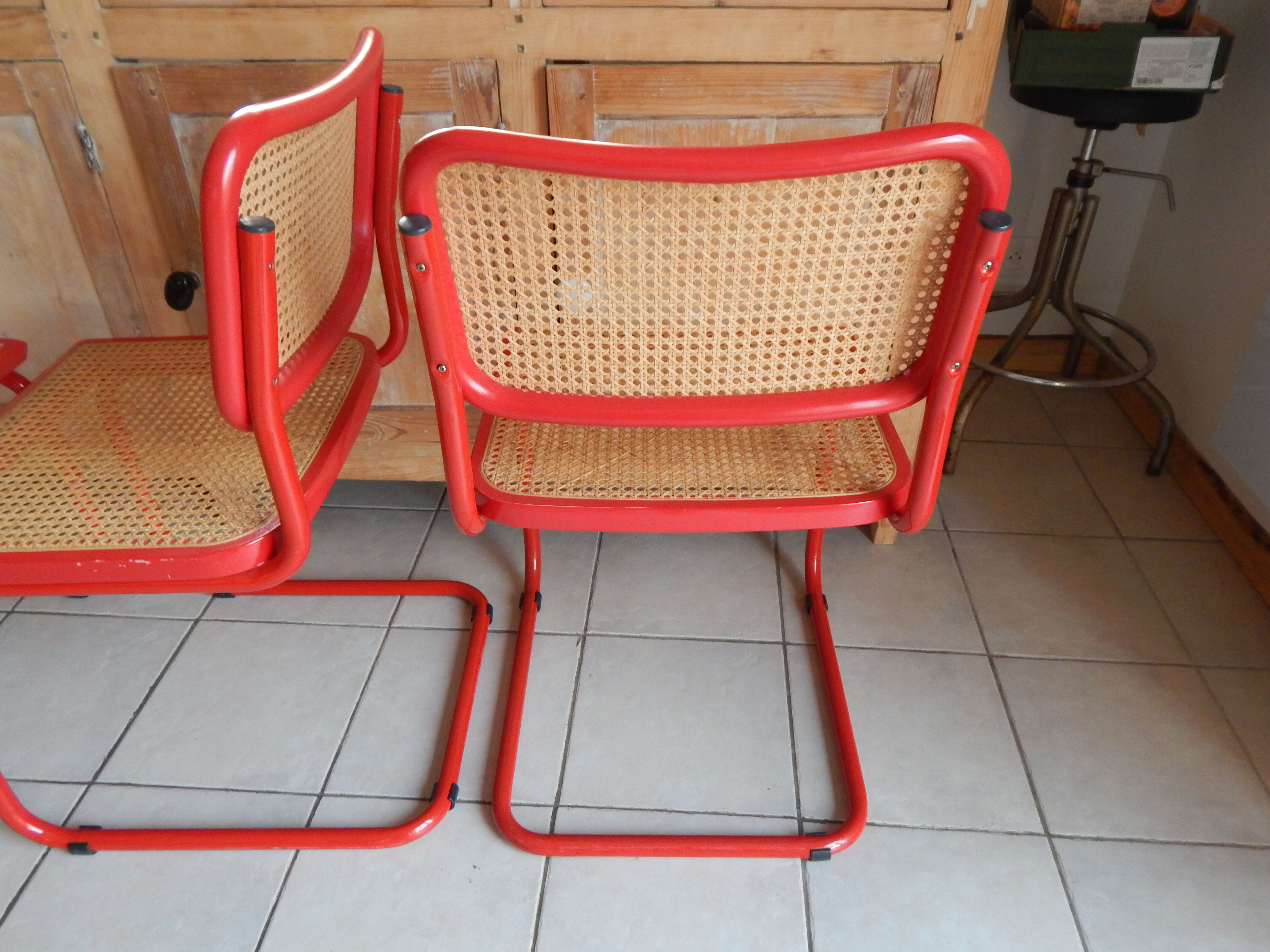 Set 4 chair B32 red Marcel Breuer Cesca