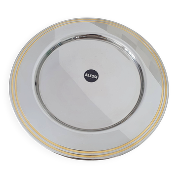 Alessi Ettore Sottsass / Serving plate in stainless steel 18/10 and gold NG5100