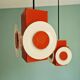 Space Age cascade chandelier in orange and white lacquered metal, RAAK, 1970