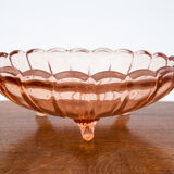 Salmon colored bowl on legs, Ząbkowice, Poland, 1930s