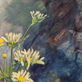 Acrylic on canvas contemporary painting bohemian countryside still life