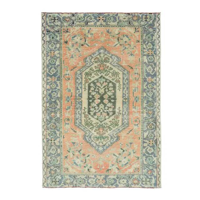 Vintage Turkish Oushak Handmade Wool Cotton Orange Area Rug  116x172