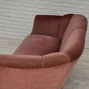 1960s, Danish 2-seater sofa, original pink furniture velour.