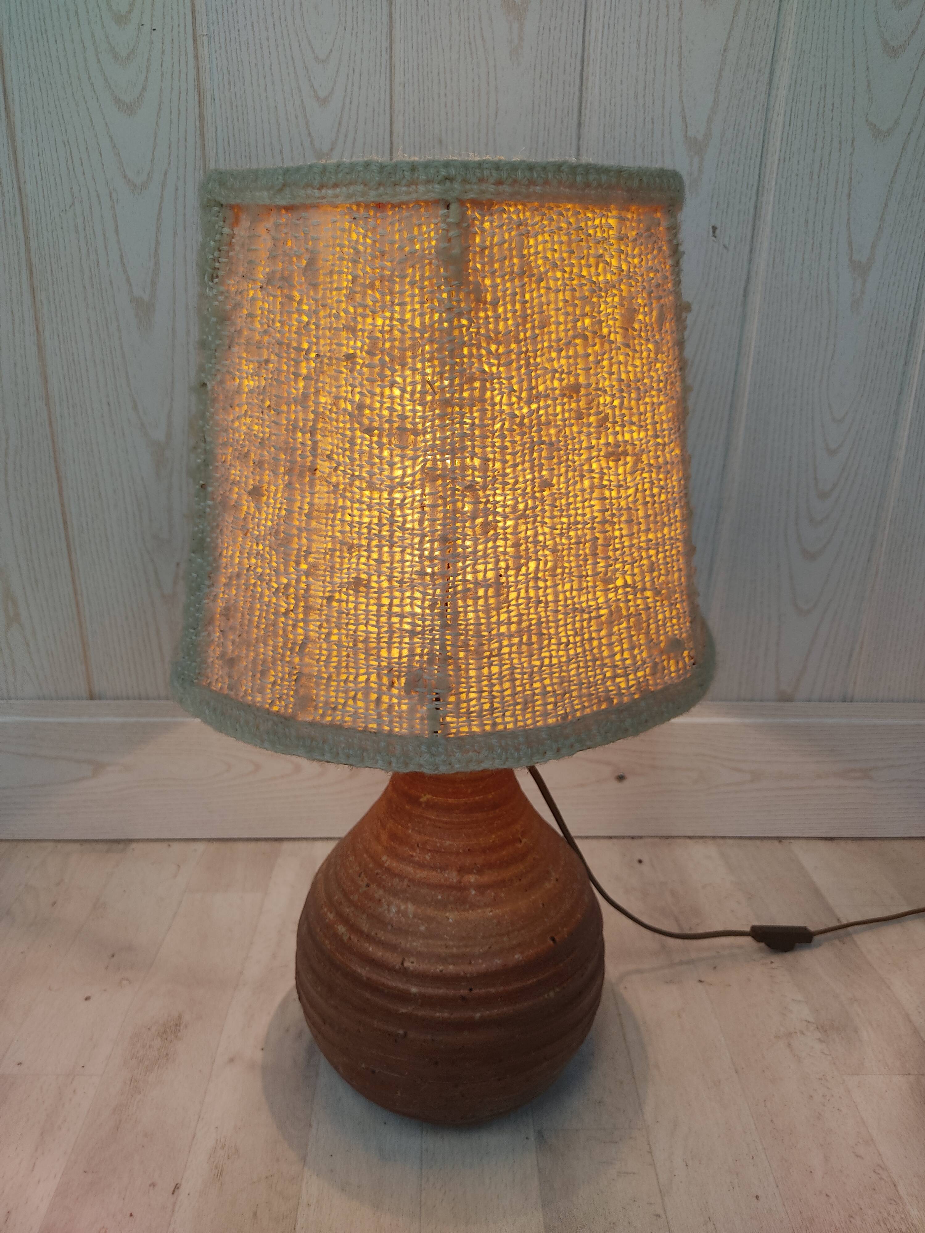 Sandstone lamp and wool lampshade
