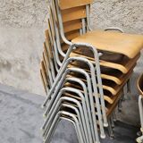 Lot of 18 vintage stackable bistro chairs 1970