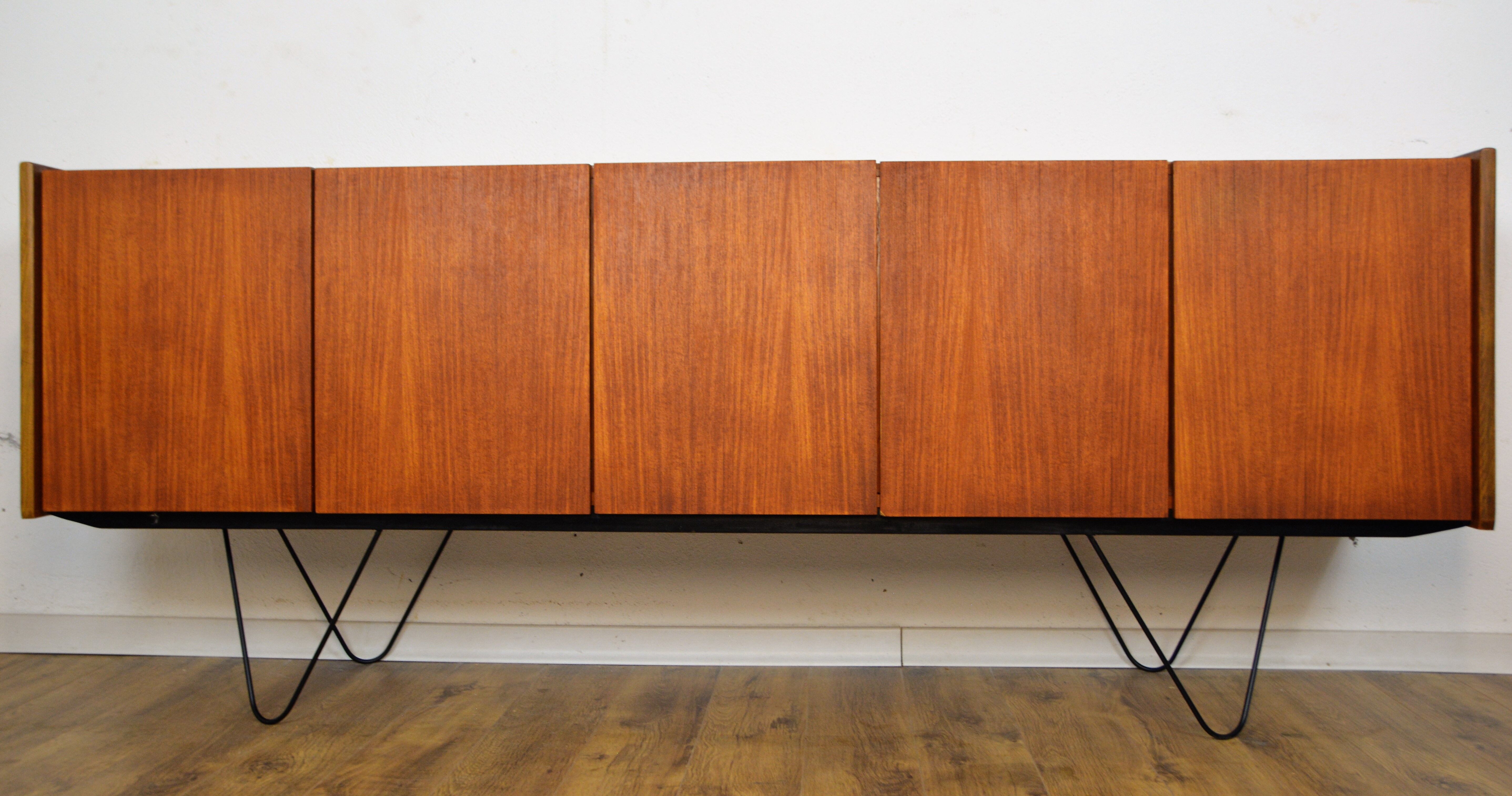 Scandinavian teak and metal sideboard