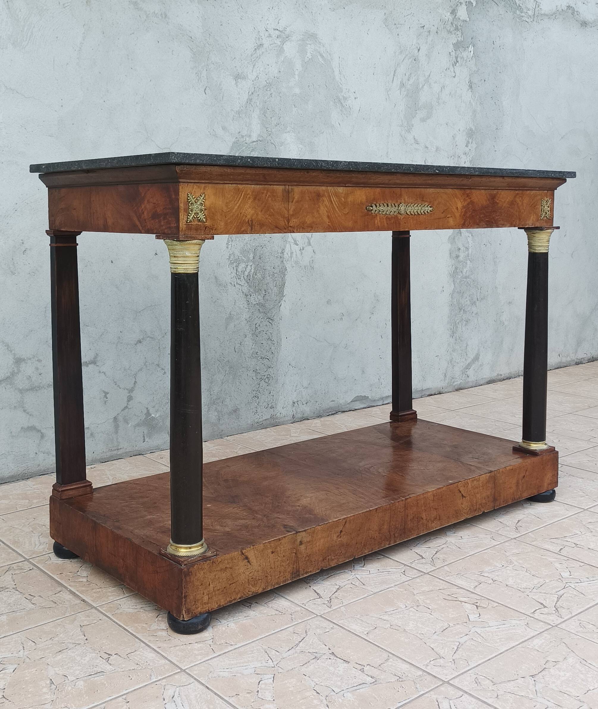 Large Empire period mahogany console table