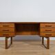 Mid-Century Teak Freestanding Desk by Torben Valeur & Henning Jensen for Dy