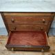 Small miniature table chest in oak and marble.
