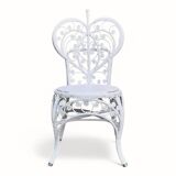 Peacock heart chair, white rattan, 1970s